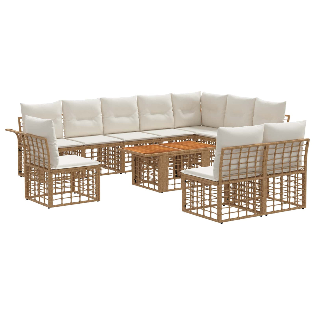 vidaXL Tuinbank Set 11 st Zwart en Donkergrijs poly rattan