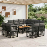 vidaXL Tuinbank Set 12 st Zwart en Donkergrijs poly rattan
