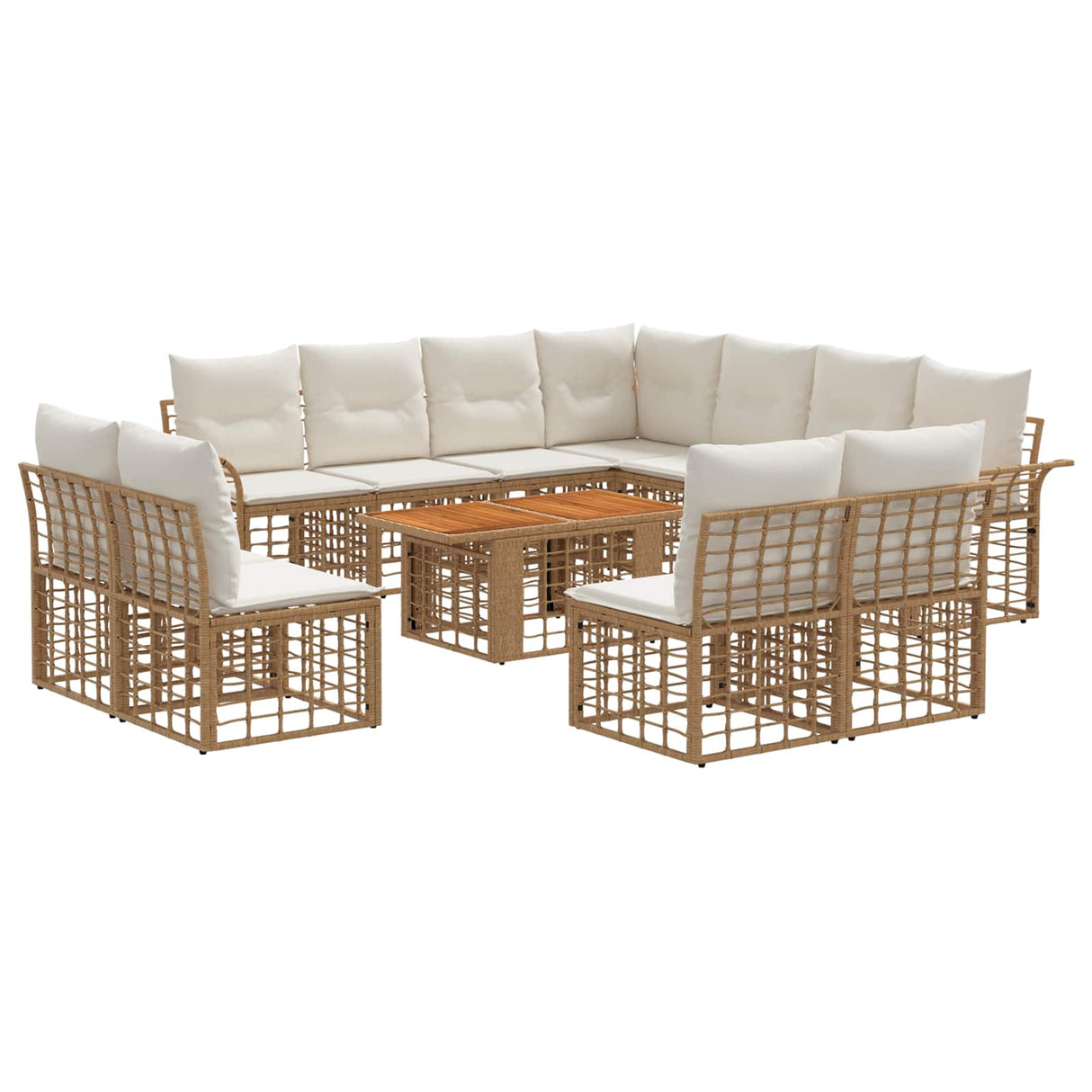 vidaXL Tuinbank Set 12 st Zwart en Donkergrijs poly rattan