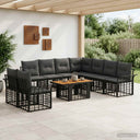 vidaXL Tuinbank Set 10 st Zwart en Donkergrijs poly rattan