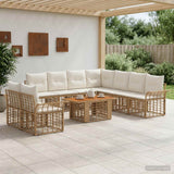 vidaXL Tuinbank Set 10 st Zwart en Donkergrijs poly rattan