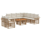 vidaXL Tuinbank Set 10 st Zwart en Donkergrijs poly rattan