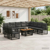 vidaXL Tuinbank Set 11 st Zwart en Donkergrijs poly rattan