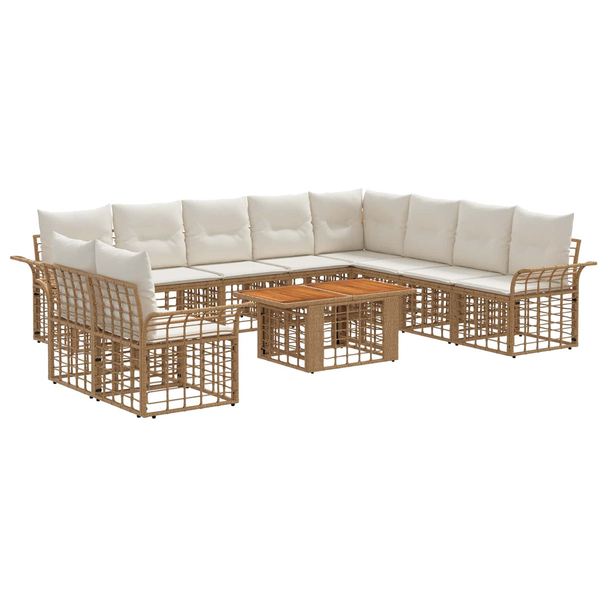 vidaXL Tuinbank Set 11 st Zwart en Donkergrijs poly rattan