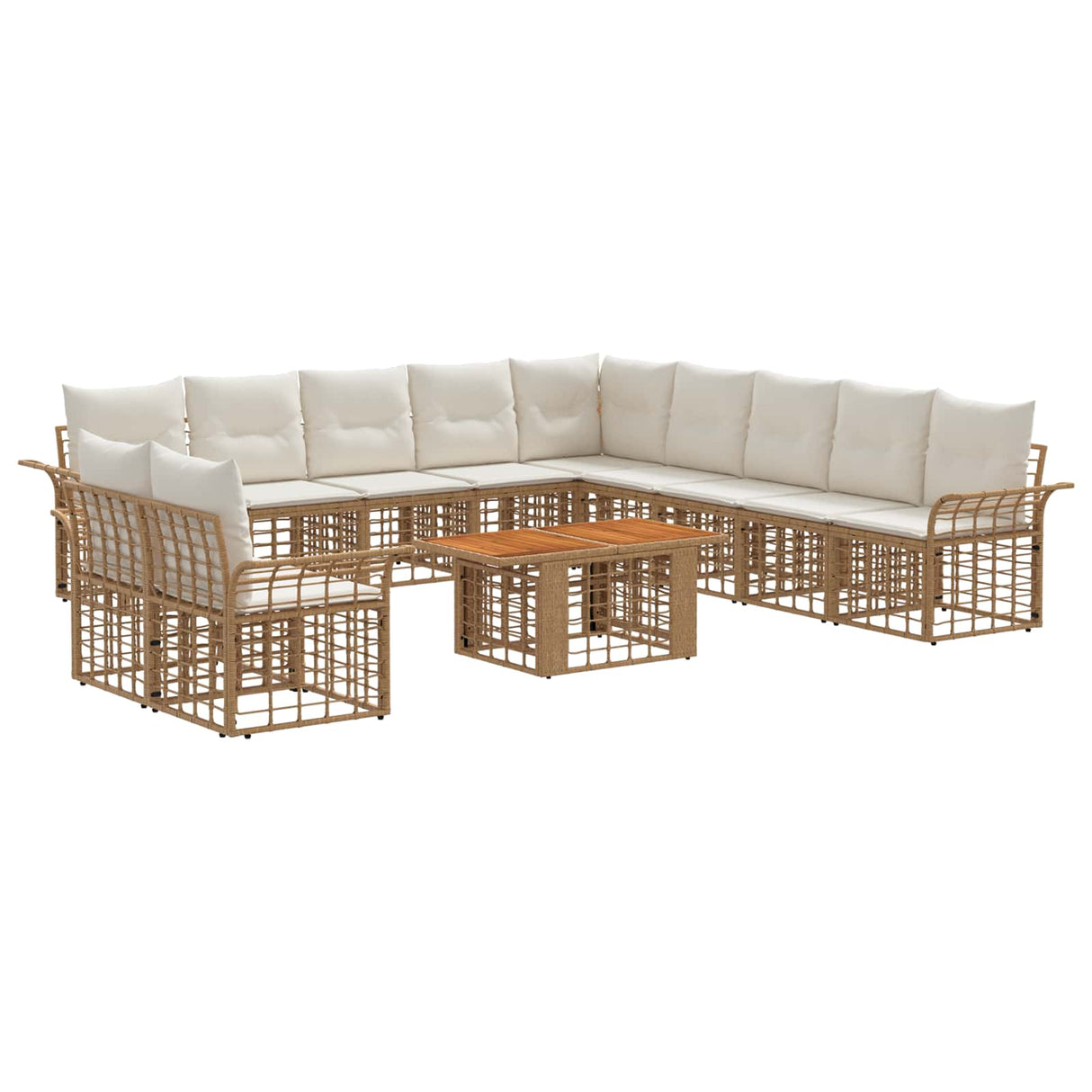 vidaXL Tuinbank Set 12 st Zwart en Donkergrijs poly rattan