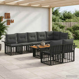 vidaXL Tuinbank Set 9 st Zwart en Donkergrijs poly rattan