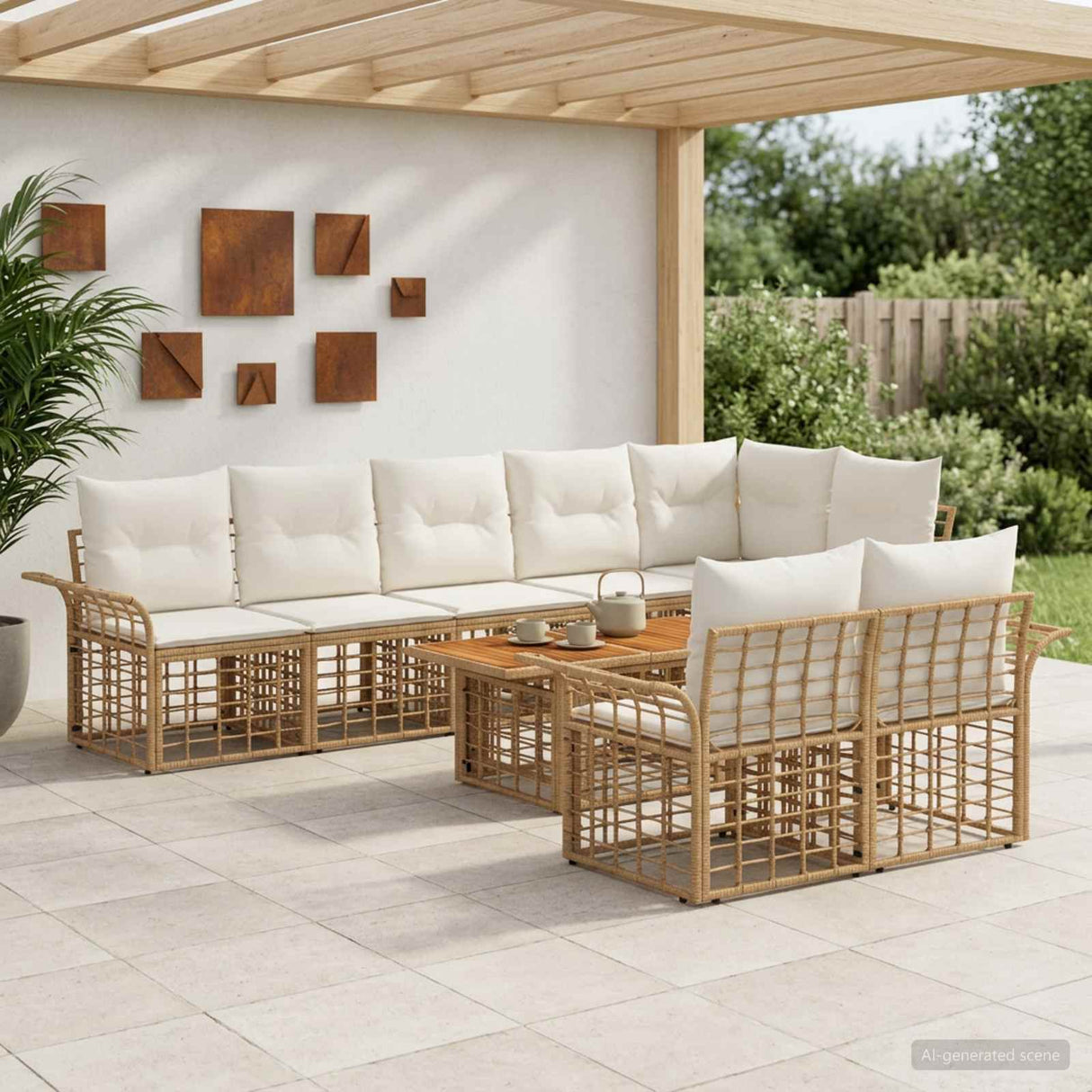 vidaXL Tuinbank Set 9 st Zwart en Donkergrijs poly rattan