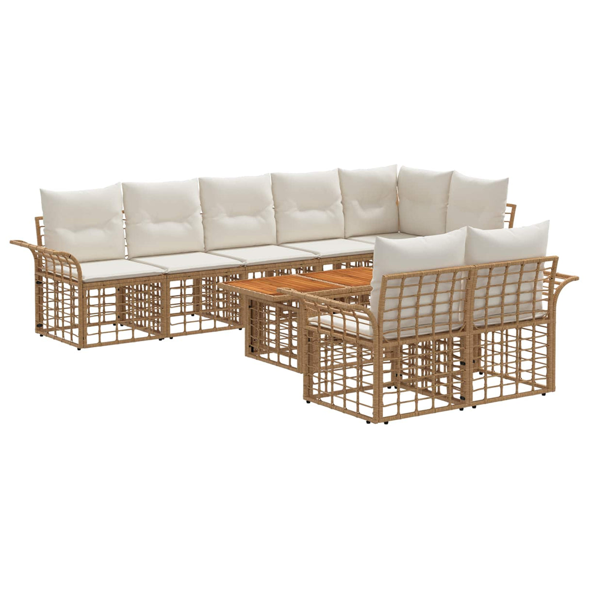 vidaXL Tuinbank Set 9 st Zwart en Donkergrijs poly rattan