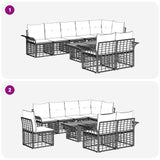 vidaXL Tuinbank Set 9 st Zwart en Donkergrijs poly rattan