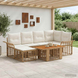 vidaXL Tuinbank Set 7 st Zwart en Donkergrijs poly rattan