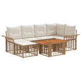 vidaXL Tuinbank Set 7 st Zwart en Donkergrijs poly rattan