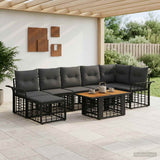 vidaXL Tuinbank Set 8 st Zwart en Donkergrijs poly rattan