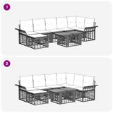 vidaXL Tuinbank Set 8 st Zwart en Donkergrijs poly rattan