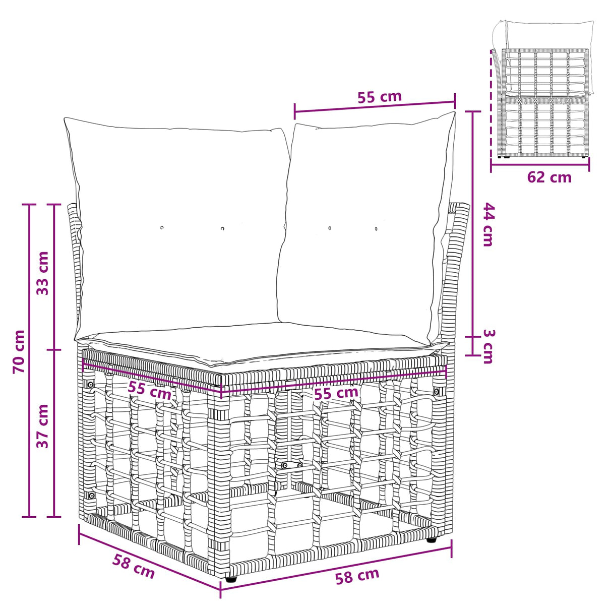 vidaXL Tuinbank Set 8 st Zwart en Donkergrijs poly rattan