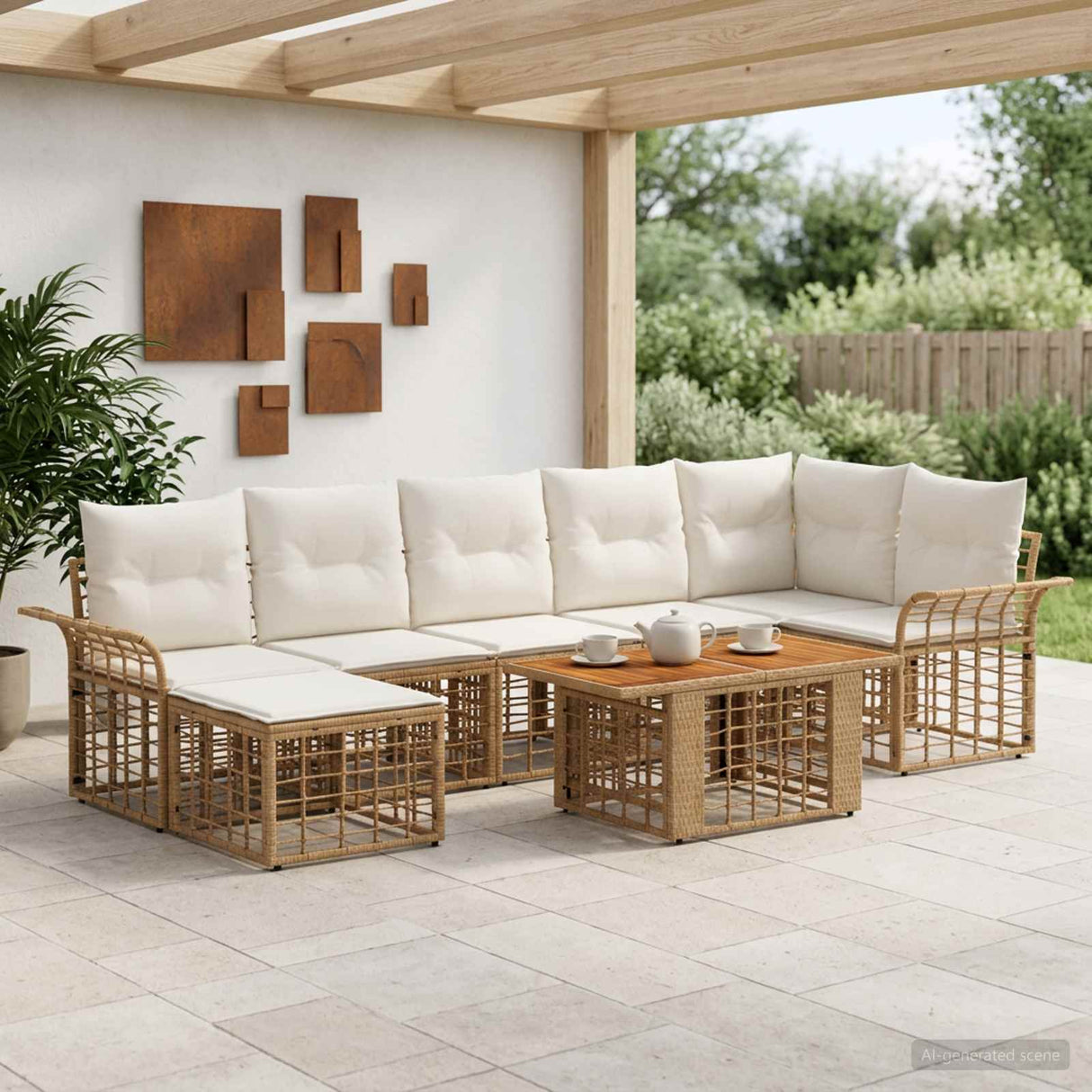 vidaXL Tuinbank Set 8 st Zwart en Donkergrijs poly rattan