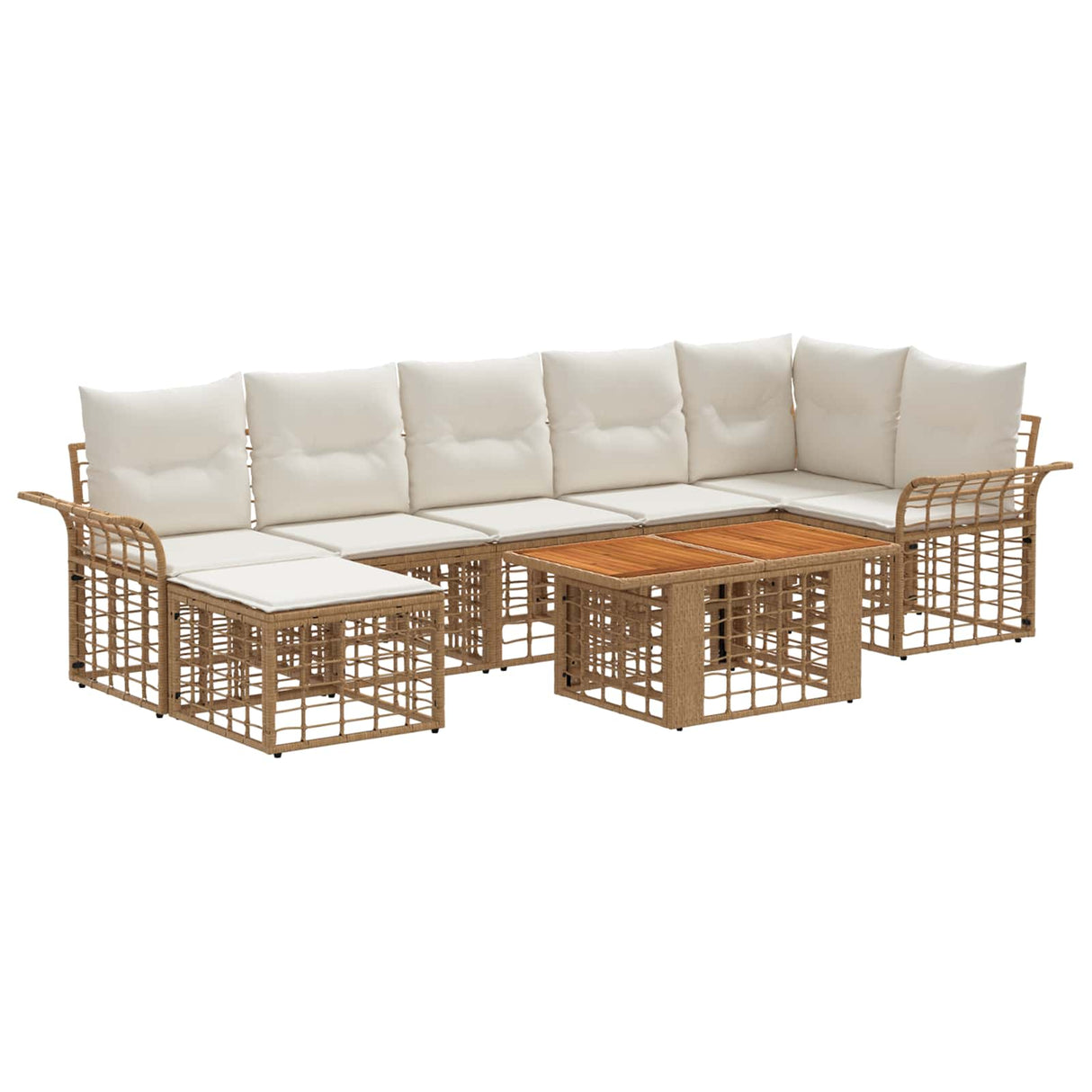 vidaXL Tuinbank Set 8 st Zwart en Donkergrijs poly rattan
