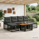 vidaXL Tuinbank Set 7 st Zwart en Donkergrijs poly rattan