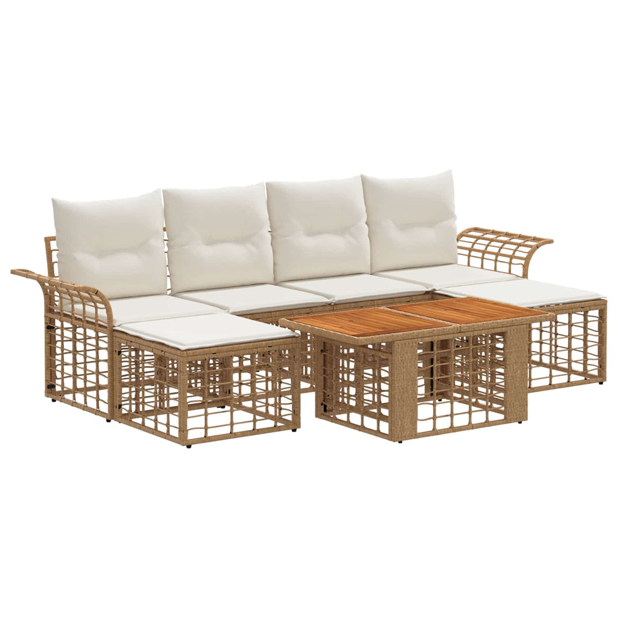vidaXL Tuinbank Set 7 st Zwart en Donkergrijs poly rattan
