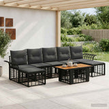 vidaXL Tuinbank Set 8 st Zwart en Donkergrijs poly rattan