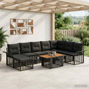 vidaXL Tuinbank Set 9 st Zwart en Donkergrijs poly rattan