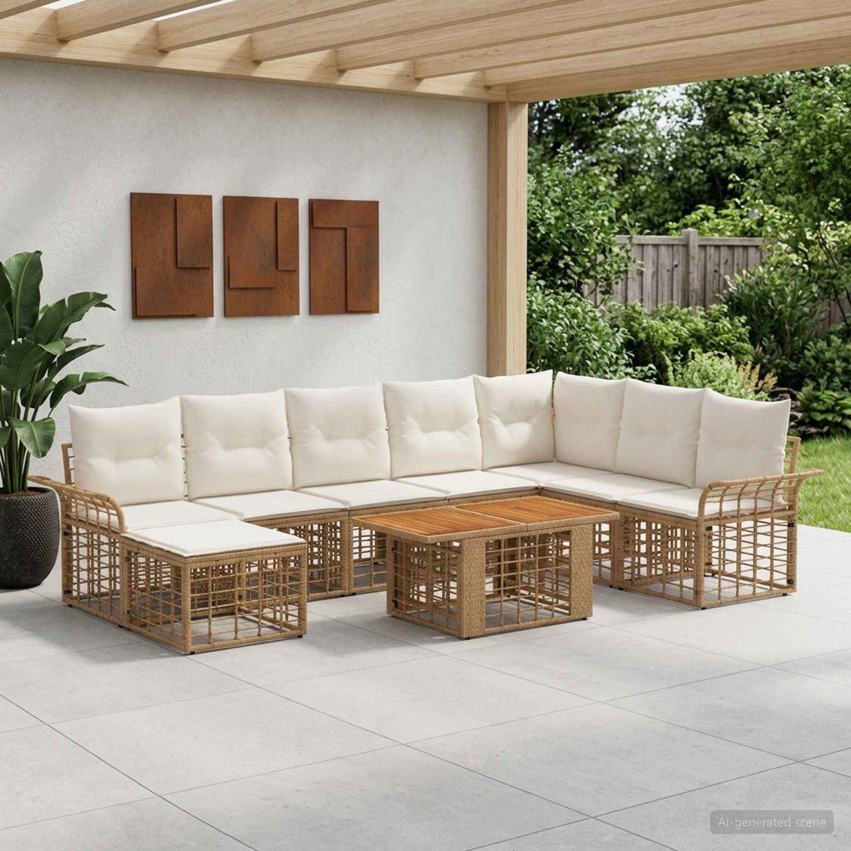 vidaXL Tuinbank Set 9 st Zwart en Donkergrijs poly rattan