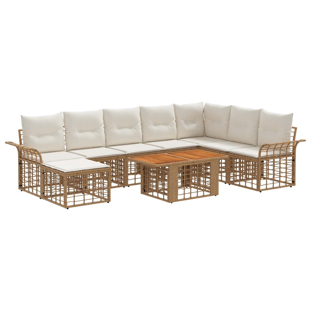 vidaXL Tuinbank Set 9 st Zwart en Donkergrijs poly rattan