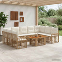 vidaXL Tuinbank Set 10 st Zwart en Donkergrijs poly rattan