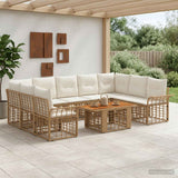 vidaXL Tuinbank Set 10 st Zwart en Donkergrijs poly rattan