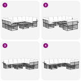 vidaXL Tuinbank Set 10 st Zwart en Donkergrijs poly rattan