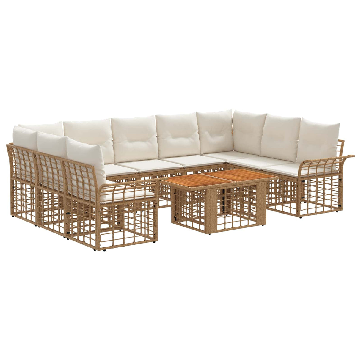 vidaXL Tuinbank Set 10 st Zwart en Donkergrijs poly rattan