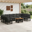 vidaXL Tuinbank Set 11 st Zwart en Donkergrijs poly rattan