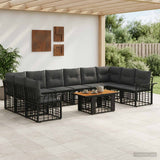 vidaXL Tuinbank Set 11 st Zwart en Donkergrijs poly rattan