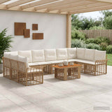vidaXL Tuinbank Set 11 st Zwart en Donkergrijs poly rattan