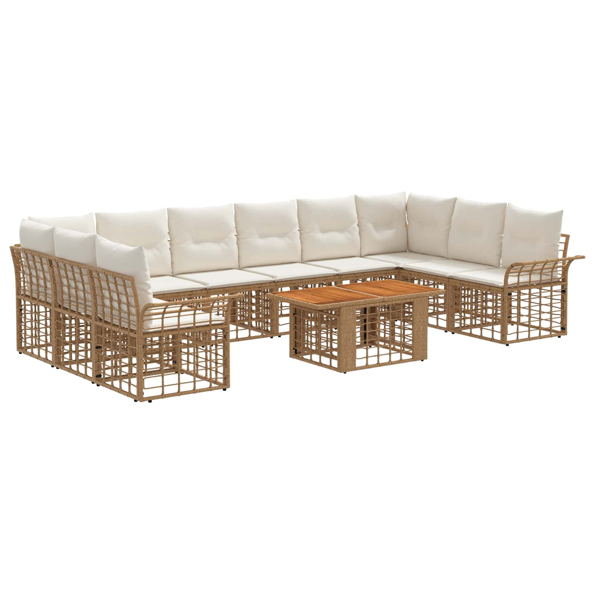 vidaXL Tuinbank Set 11 st Zwart en Donkergrijs poly rattan