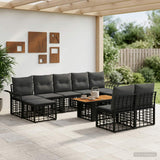 vidaXL Tuinbank Set 10 st Zwart en Donkergrijs poly rattan