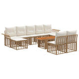 vidaXL Tuinbank Set 10 st Zwart en Donkergrijs poly rattan