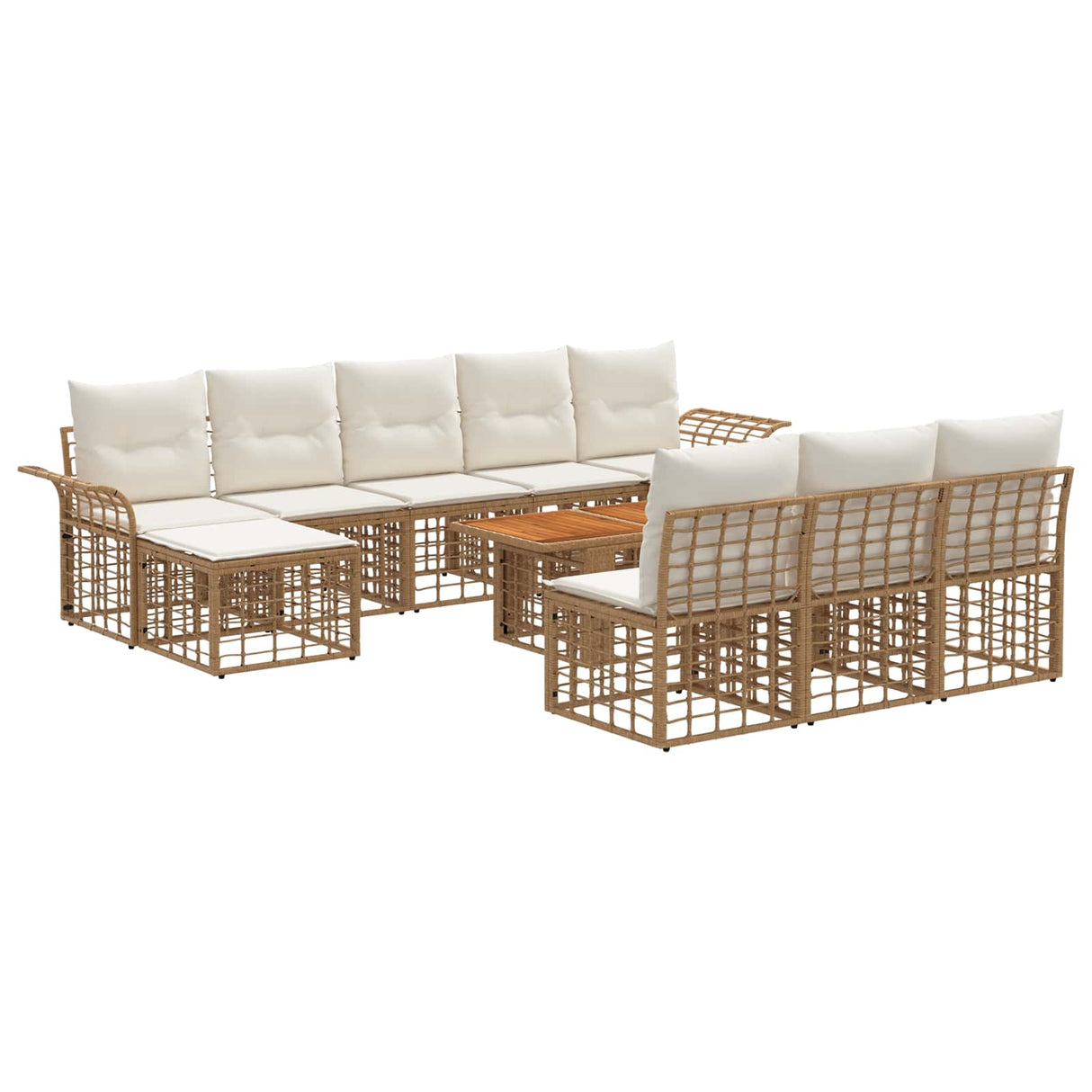 vidaXL Tuinbank Set 11 st Zwart en Donkergrijs poly rattan