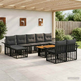 vidaXL Tuinbank Set 10 st Zwart en Donkergrijs poly rattan