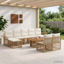 vidaXL Tuinbank Set 10 st Zwart en Donkergrijs poly rattan