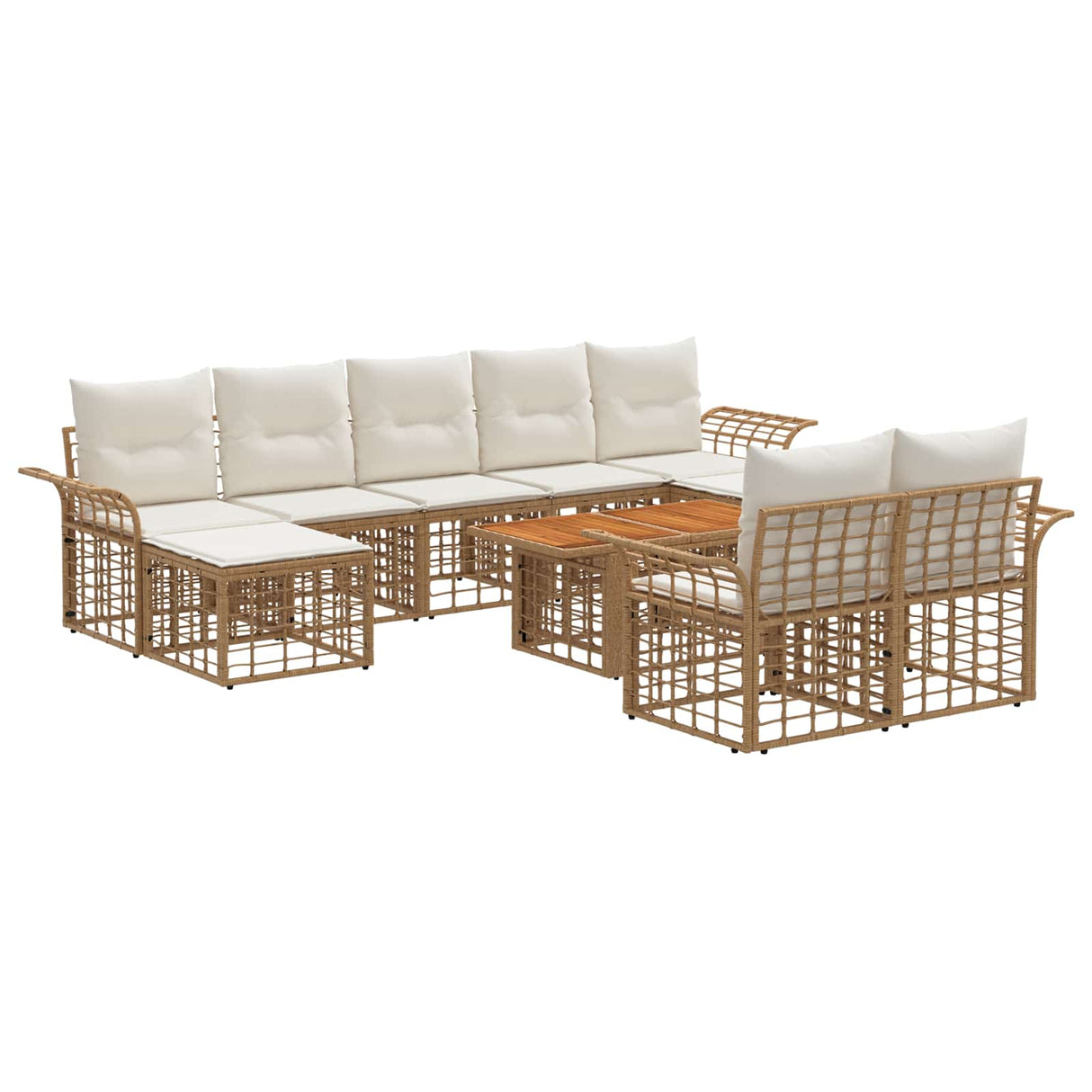 vidaXL Tuinbank Set 10 st Zwart en Donkergrijs poly rattan
