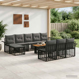 vidaXL Garden Sofa Set 11 Pieces Black and Dark Grey Poly Rattan