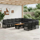 vidaXL Tuinbank Set 12 st Zwart en Donkergrijs poly rattan