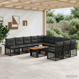 vidaXL Tuinbank Set 12 st Zwart en Donkergrijs poly rattan