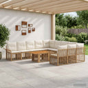 vidaXL Tuinbank Set 12 st Zwart en Donkergrijs poly rattan