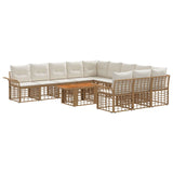 vidaXL Tuinbank Set 12 st Zwart en Donkergrijs poly rattan