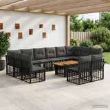 vidaXL Tuinbank Set 13 st Zwart en Donkergrijs poly rattan