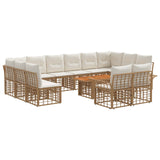 vidaXL Tuinbank Set 13 st Zwart en Donkergrijs poly rattan