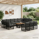 vidaXL Tuinbank Set 14 st Zwart en Donkergrijs poly rattan