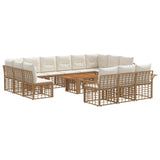 vidaXL Tuinbank Set 14 st Zwart en Donkergrijs poly rattan