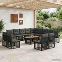 vidaXL Tuinbank Set 14 st Zwart en Donkergrijs poly rattan